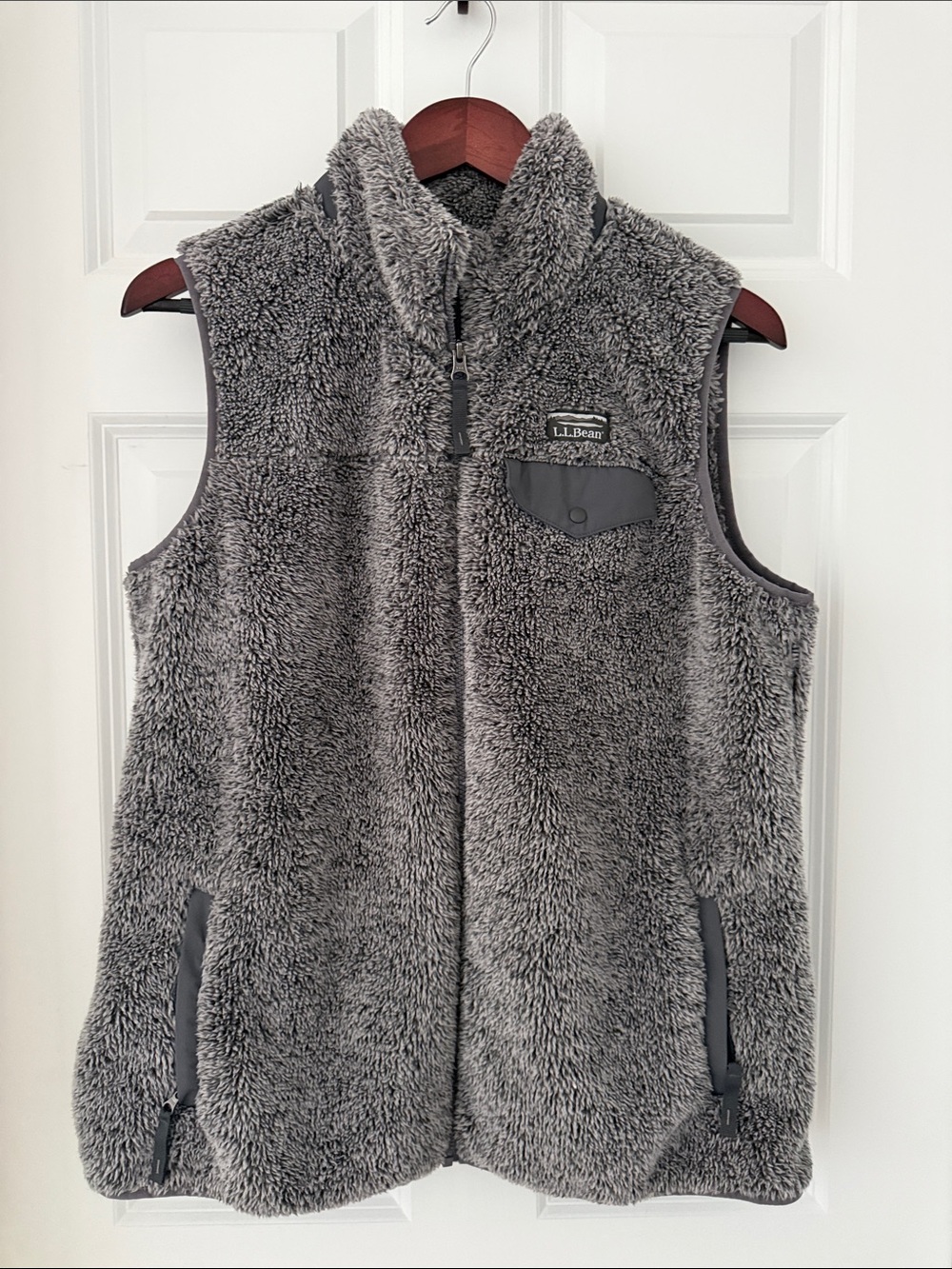L.L. Bean Gray Fuzzy Sherpa Vest